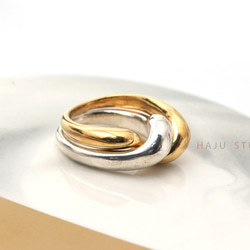 R006（送料無料)シルバー925リング+ , 925 Silver Ring(k18コーティング) 2枚目の画像