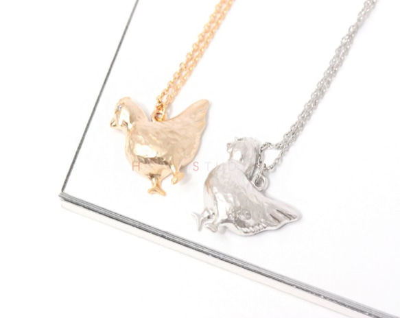 バードモチーフペンダント,鶏 ネックレス,CZ Eye Chicken Necklace 1枚目の画像