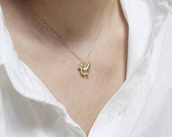 バードモチーフペンダント,鶏 ネックレス,CZ Eye Chicken Necklace 3枚目の画像