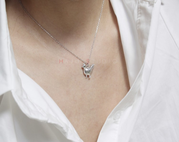 バードモチーフペンダント,鶏 ネックレス,CZ Eye Chicken Necklace 4枚目の画像