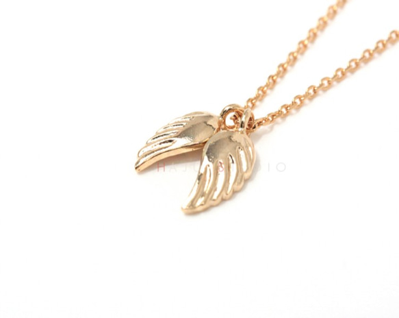 かわいいダブルフェザーペンダント,Angel Wing Necklace 1枚目の画像