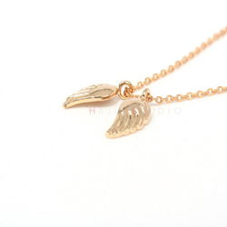 かわいいダブルフェザーペンダント,Angel Wing Necklace 2枚目の画像