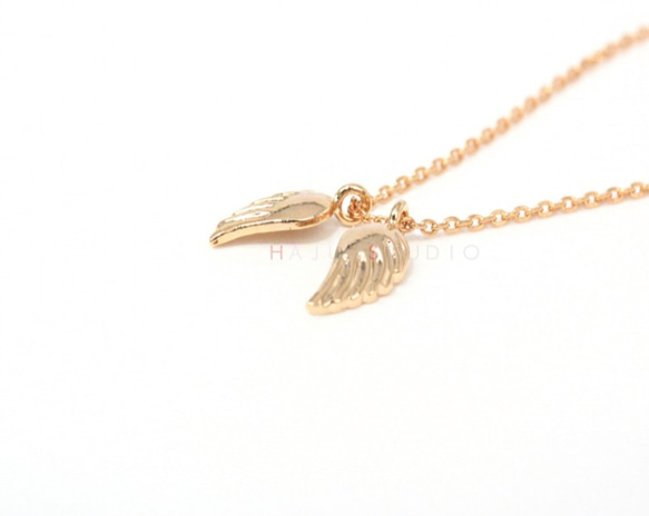 かわいいダブルフェザーペンダント,Angel Wing Necklace 2枚目の画像