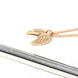 かわいいダブルフェザーペンダント,Angel Wing Necklace 3枚目の画像