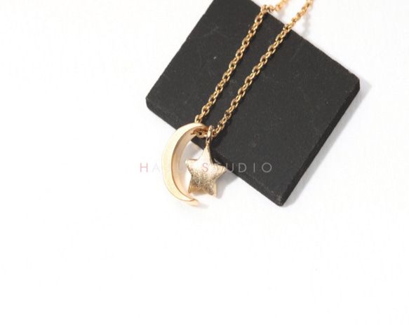 月と星のネックレス,star and moon necklace,Star&Crescent moon necklace 4枚目の画像