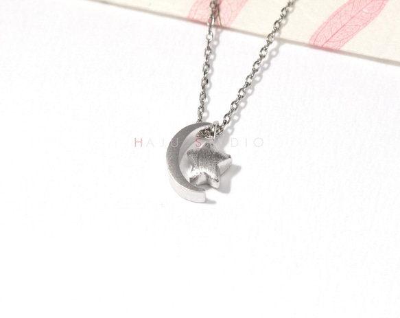 月と星のネックレス,star and moon necklace,Star&Crescent moon necklace 2枚目の画像