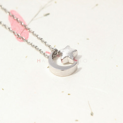 月と星のネックレス,star and moon necklace,Star&Crescent moon necklace 3枚目の画像