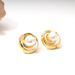 E003-G/Swirl Post Earring/スワールピアス 3枚目の画像