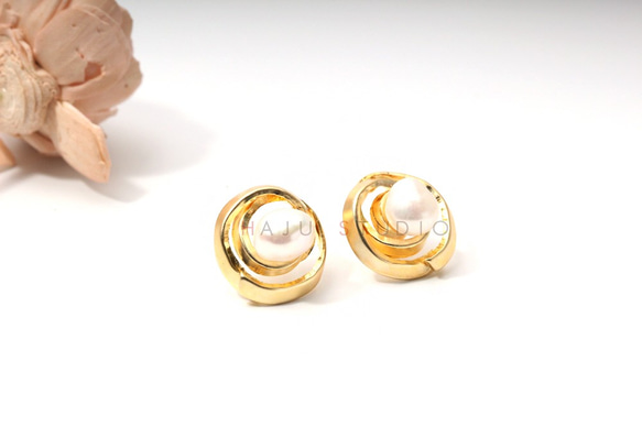 E003-G/Swirl Post Earring/スワールピアス 3枚目の画像