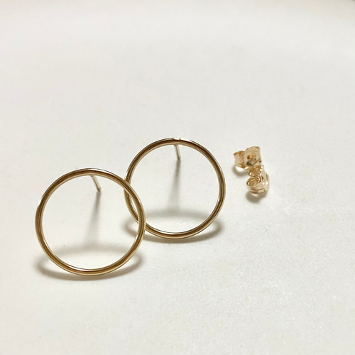 14kgf》サークルポストピアス15㎜(キャッチ付き)【1ペア】 金具 