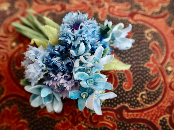 布花Small corsage gift series Blue blue flowers 3枚目の画像