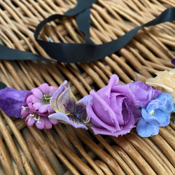 布花 Choker of blue and purple flowers 3枚目の画像