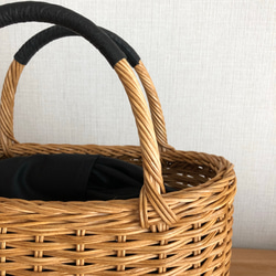 横長トートかごバッグ 黒x黒 3枚目の画像