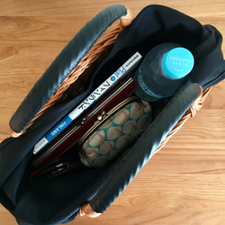 横長トートかごバッグ 黒x黒 5枚目の画像