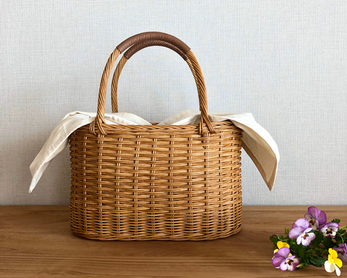 かごバッグ 美品 天然素材 ライトベージュ かごバッグ 美品 天然素材 ライトベージュ