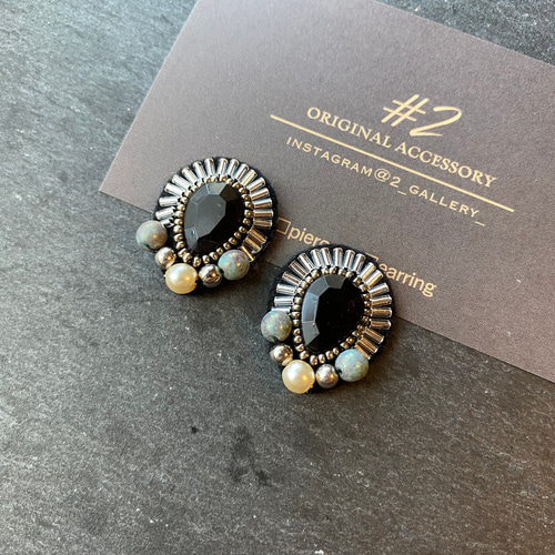 雫ビジュー ビーズ刺繍アクセサリー ピアス（その他） #2 通販｜Creema 