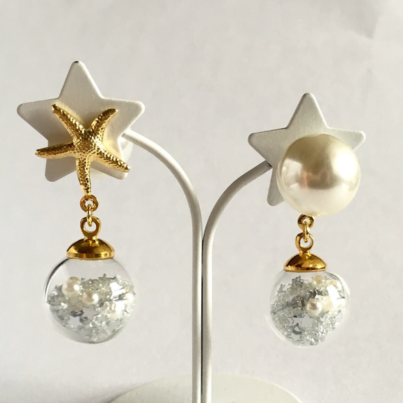 Purapura耳環小Kiraki星級及珍珠金杯海星 第1張的照片