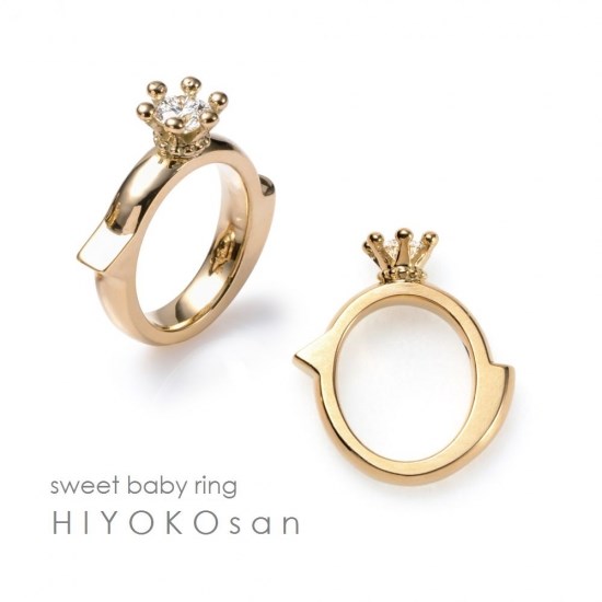 受注制作『ひよこさん』のベビーリング K10ゴールド 赤ちゃんのゆびわ
