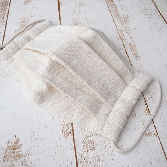 ニット布製マスク  生成り 1枚入 hint-44 1枚目の画像