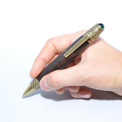 Celtic Motives Handmade Wooden Ballpoint Pen Blackwood+Brass 第5張的照片