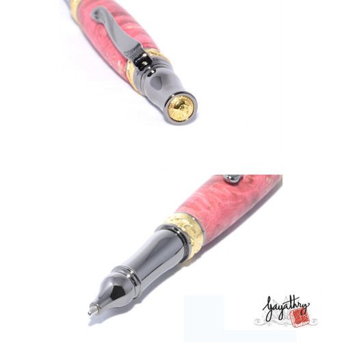 受注製作】木製の回転式ボールペン（染めたカエデの節の部分；ガン  