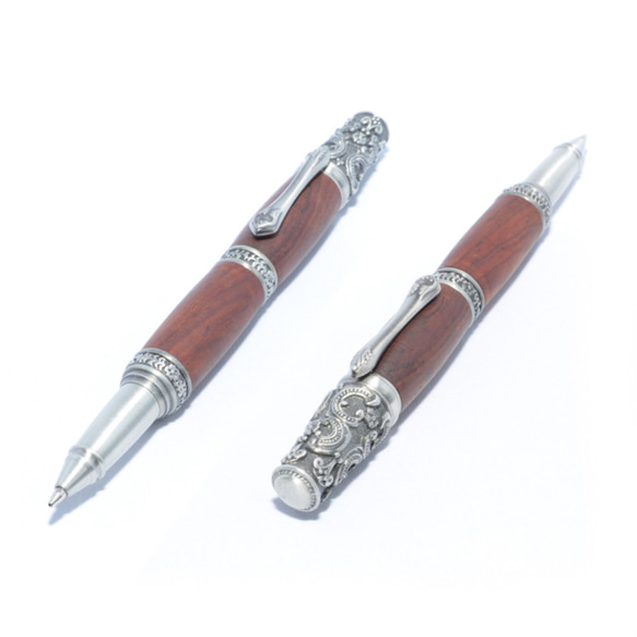 Victorian Style Wooden Ballpoint Pen Cocobolo+Pewter 第1張的照片