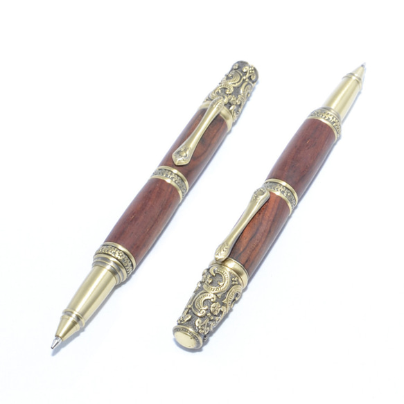 Victorian Style Wooden Ballpoint Pen Cocobolo+Brass 第1張的照片