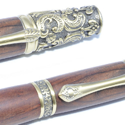 Victorian Style Wooden Ballpoint Pen Cocobolo+Brass 第3張的照片