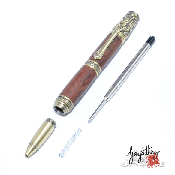 Victorian Style Wooden Ballpoint Pen Cocobolo+Brass 第4張的照片