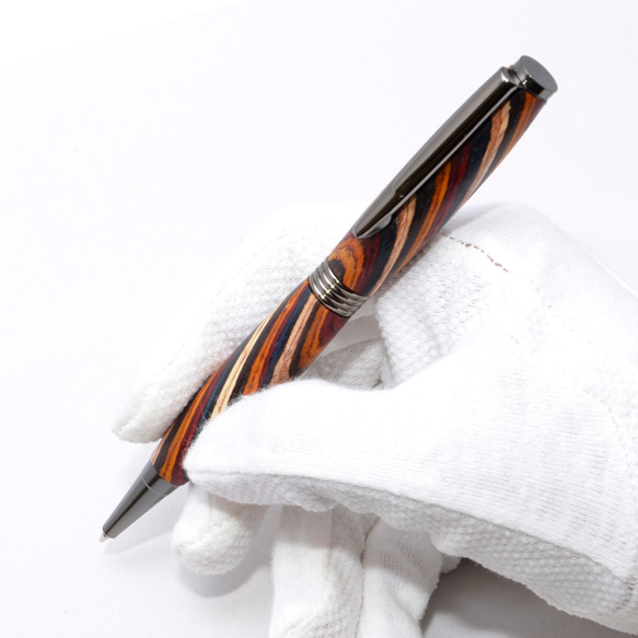手工木製旋轉圓珠筆（染色硬木；槍金屬電鍍）（TP-GM-CGF） 第3張的照片