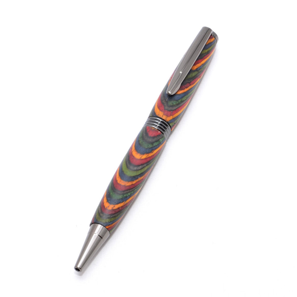 手作りの木製の回転式ボールペン（染めたハードウッド；ガン・メタルのメッキ）(TP-GM-CGOA) 2枚目の画像