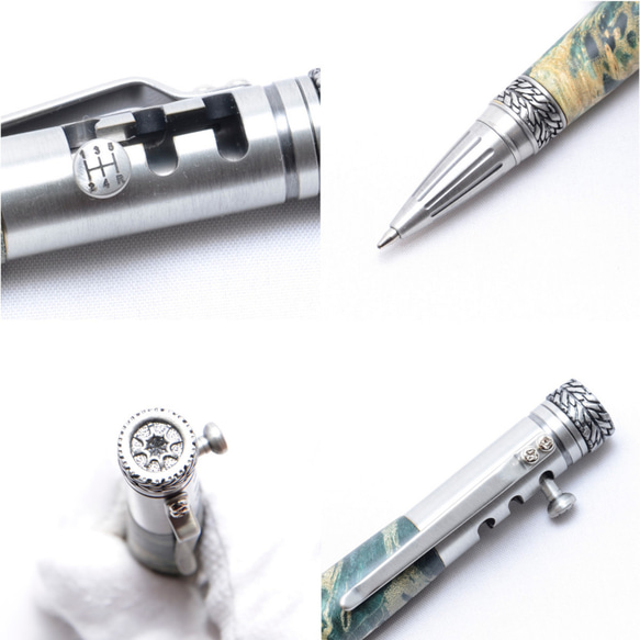 Handmade Wooden Twist Pen (Dyed Wood; Pewter Plated) 第3張的照片