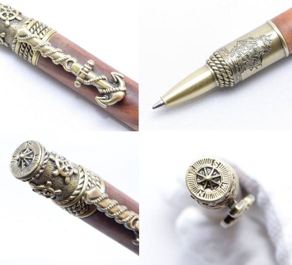 【受注製作】海と船　手作り木製の回転式ボールペン（ココボロ；真鍮のメッキ） 【受注製作】海と船　手作り木製の回転式ボールペン（ココボロ；真鍮のメッキ） 【受注製作】海と船　手作り木製の回転式ボールペン（ココボロ；真鍮のメッキ） FK1691883569(12935円)