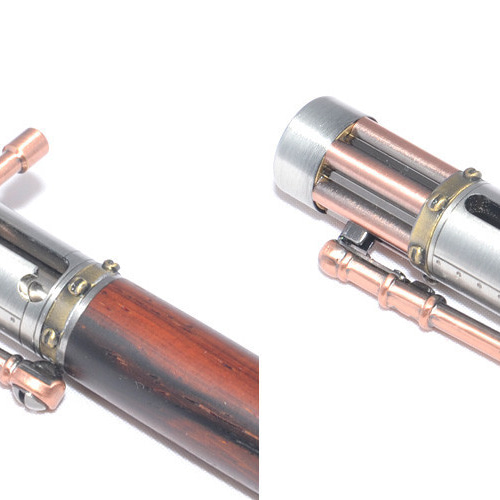 スチームパンク 手作り 高級 木製 ボルトアクション ボールペン 真鍮 銅