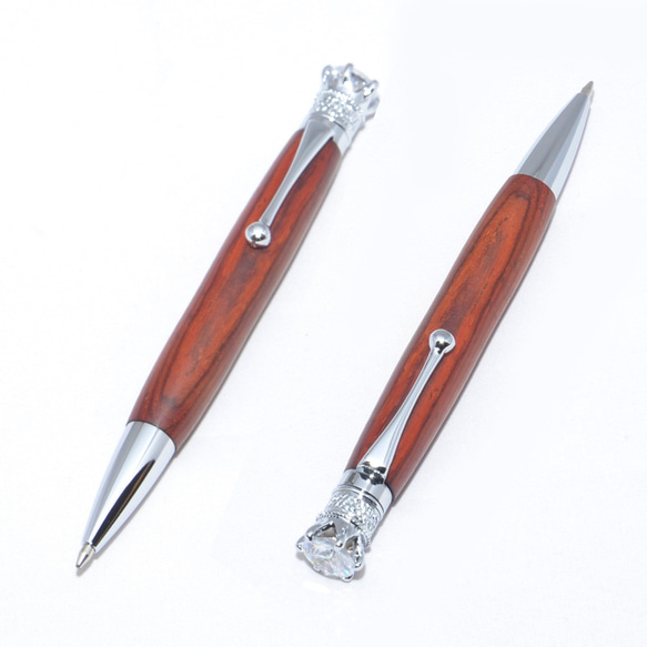 Handmade Wooden Twist Pen 'The Crown' (Cocobolo; Chrome) 第1張的照片