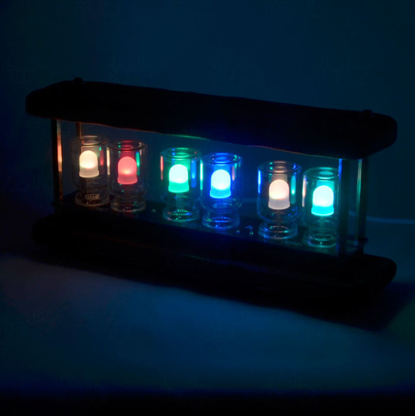 (RGB)LED時計 色で時間がわかるスチームパンク風　バイナリモード USBケーブル付き 6枚目の画像