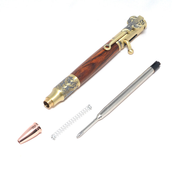 Deer Bolt Action 手工木製圓珠筆（Cocobolo；鍍黃銅） 第5張的照片