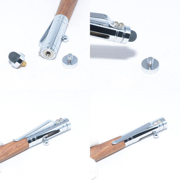 ボルトアクション 手作り 木製 ボールペン　タッチペン（キアート；クロムのメッキ） 2枚目の画像