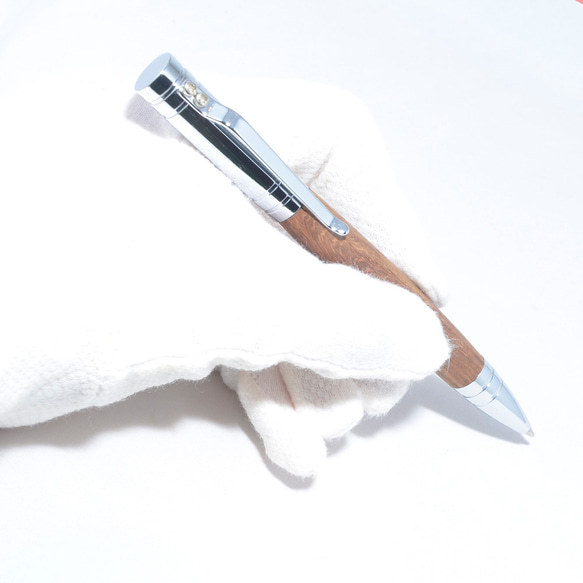 ボルトアクション 手作り 木製 ボールペン　タッチペン（キアート；クロムのメッキ） 3枚目の画像