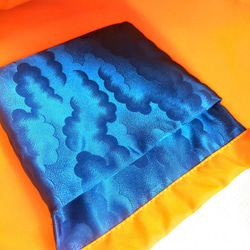 撥水加工生地エコバッグ　オレンジ　青色雲和柄仕様　エコバッグ　トートバッグ　 3枚目の画像