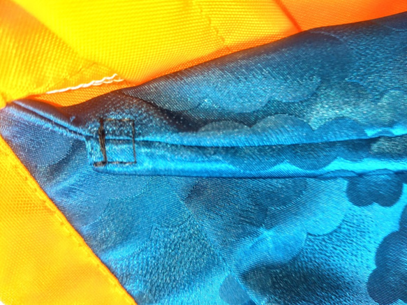 撥水加工生地エコバッグ　オレンジ　青色雲和柄仕様　エコバッグ　トートバッグ　 6枚目の画像