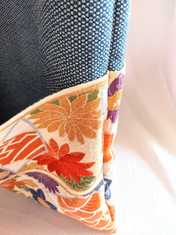 高品質ヴィンテージ正絹　トートバッグ　手縫い刺しゅう　和　和装　着物　和柄　ｼﾙｸ 8枚目の画像