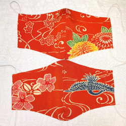 沖縄　紅型　三層立体構造布マスク　鶴 2枚目の画像