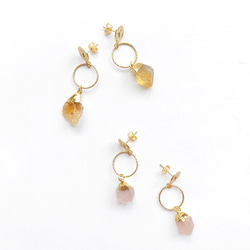 Plouto Earrings 天然黃水晶原礦吊墜設計耳環 第5張的照片