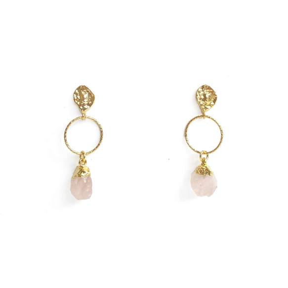 Venus Earringsナチュラルパウダークリスタルローペンダントデザインイヤリング 1枚目の画像