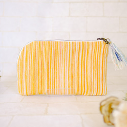L形拉鍊錢包！存摺袋，手冊袋，化妝品袋，橙色[馬略卡島傳統面料！ ] 第2張的照片