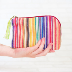 L形拉鍊錢包！存摺袋，藥品筆記本袋，化妝品袋，彩虹[馬略卡島的傳統面料！ ] 第3張的照片