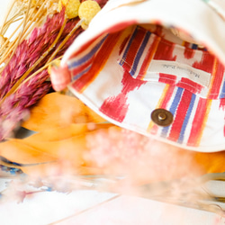 帆布 サコッシュ お散歩ショルダーバッグ エメラルドとオレンジ[春のカジュアルバッグ]マヨルカ島の伝統生地 3枚目の画像