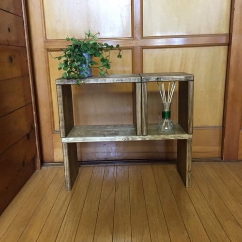 アンティーク収納棚（ハンドメイド） 3段wide）カフェ風アンティークラック キッチンラック スパイス