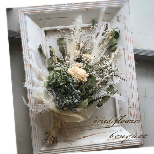 ＊Natural＊リューカとホワイトスワッグ☆ドライフラワースワッグ Natural＊グリーンとホワイトのスワッグ☆ドライフラワースワッグ